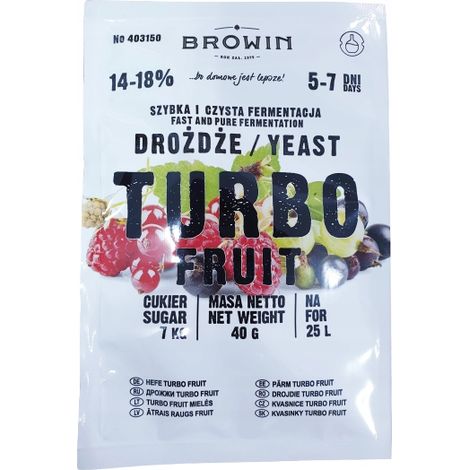 Lievito per distillazione di frutta Turbo, miscela di frutta da 25 litri