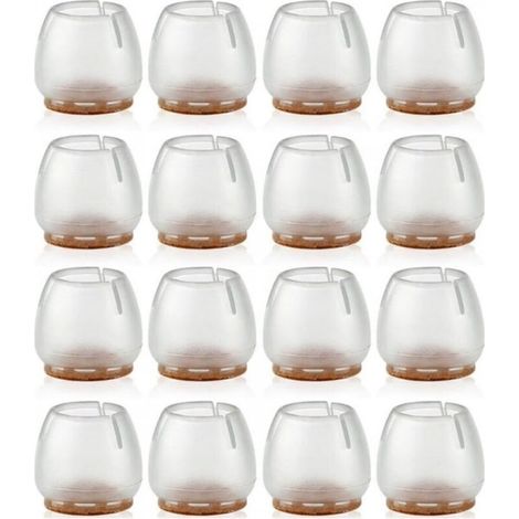 16 Pièces Chaise Casquettes 17-21mm Patins pour Meubles Silicone Protection Plaquettes de Pieds de Meubles Chaise Jambe Caches Housse de Table Rayures Protecteurs de Sol pour Pieds Ronds (1/3)
