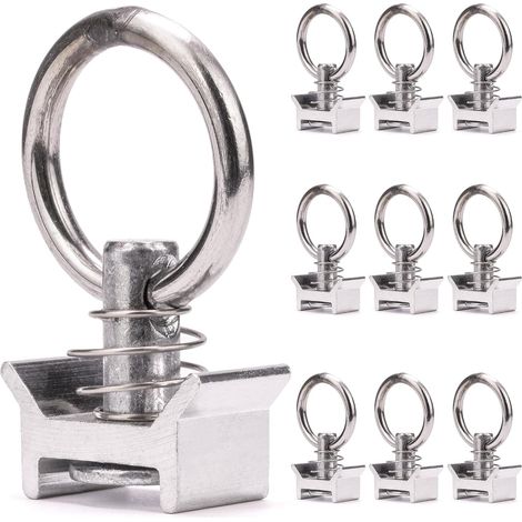 10 x einfache Zurrösen mit Ring, 1000 kg Tragkraft, speziell für die Luftfahrt, zur Befestigung an der Zurrschiene, Ankerring (1/5)