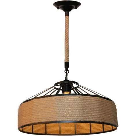U-DO Suspension Luminaire en Corde de Chanvre 4020cm Vintage Lustre Intérieur Décoration Salon Cuisine (1/4)
