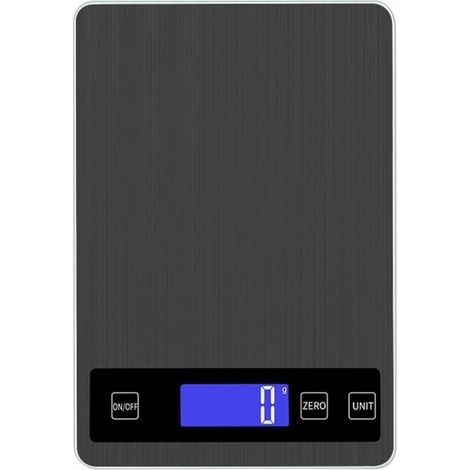 Digitale Küchenwaage (15 kg) mit LCD-Anzeige, Edelstahl und gehärtetem Glas – Genauigkeit bis zu 1 g – g/kg/lb:oz/ml/fl'oz – Batteriebetrieben, Schwarz XXW (1/4)