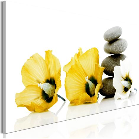 Tableau Calm Mallow (1 Part) Étroit Jaune - 120 x 40 cm (1/4)