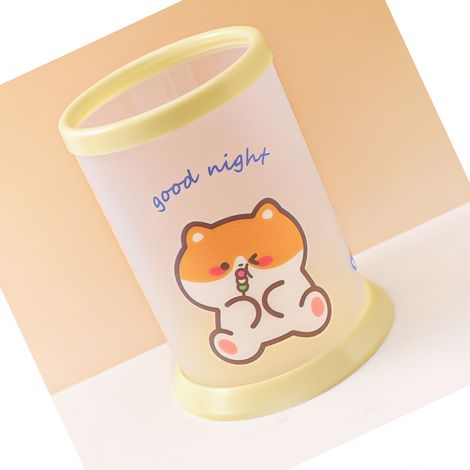 Porte-stylo pliable mignon dessin animé rond, porte-stylo pliable pour bureau d'étudiant, boîte de rangement pour fournitures de bureau Shiba Inu (1/5)