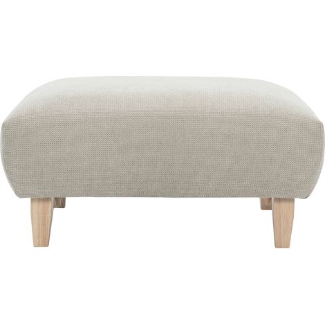 Pouf poggiapiedi in tessuto ciniglia beige e legno chiaro L75 cm BASTILLE