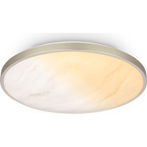 LED Deckenlampe mit Fernbedienung, dimmbar, Marmoroptik, CCT warmweiß bis neutralweiß, LED Lampe, Deckenleuchte, Wohnzimmerlampe, Schlafzimmer, 38 x 7 cm, Nickel-matt