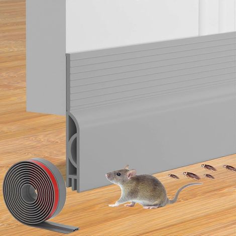 Cale-porte pour bas de porte, joint d'étanchéité réglable pour une isolation optimale contre le froid, bas de porte pour portes extérieures et intérieures (1/5)