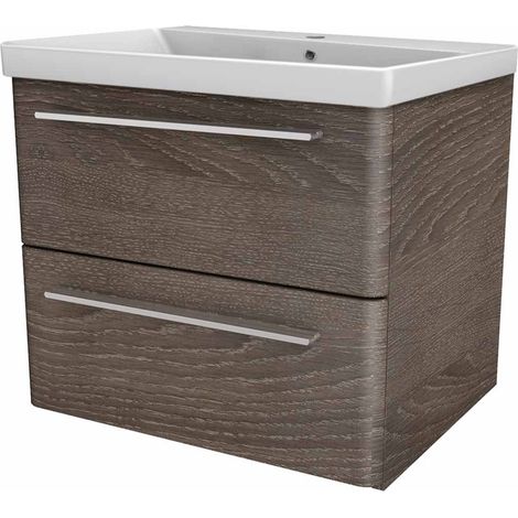 Lanzet K8 Badmöbel Set 2-teilig, 60cm, Dunkelbraun, Keramikbecken"-"90158145 (1/5)