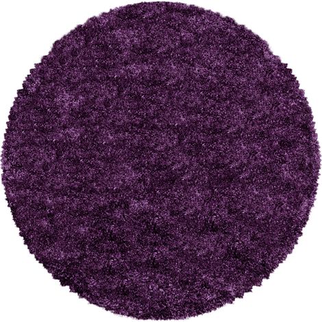 Tapis Rond Shaggy Poils Longs Fibre Doux MOELLEUX (Violet - 200x200cm) (1/5)