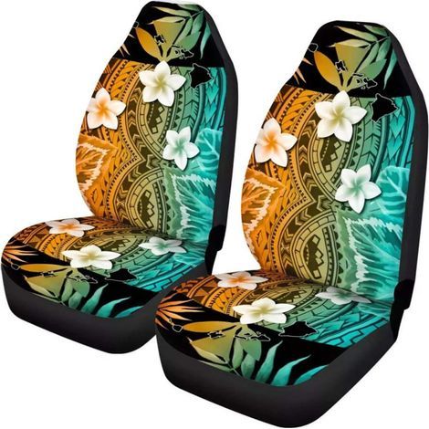 SEANATIVE Damen-Autositzbezug – Kratzfester Autositzschutz mit polynesischem Frangipani-Blumenmuster – Vordersitzkissen für SUV, Limousine, LKW (1/3)