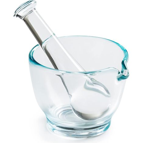 Mortier et pilon en verre, broyeur et mixeur pour pharmacie ou laboratoire scientifique (113,4 g) (1/5)