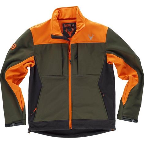 Chaqueta Workshell combinada en tres colores de cuello alto WORKTEAM Sport S8625 XXL Verde caza+Naranja+Negro (1/3)