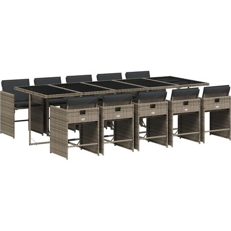 Garden Dining Set  Grey  PE rattan  10-seater  Collapsible vidaXL (1/5)