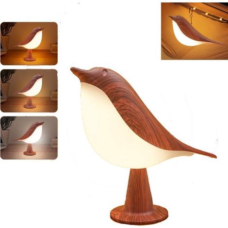 Lampe oiseau rechargeable, lampe de bureau oiseau tactile, veilleuse rechargeable pour enfants, veilleuse à interrupteur à bouton-poussoir (1/5)