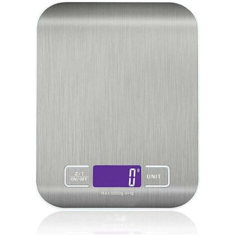 Balance de Cuisine Électronique de Haute Précision 5000g/1g avec Écran LCD Rétroéclairé, 6 Unités et Fonction Tare Acier Inoxydable, Smart Digital (1/5)