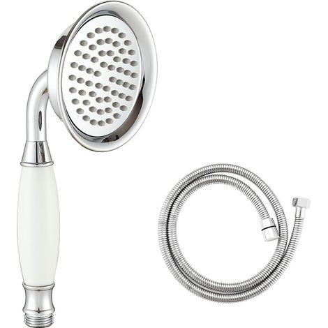 Victorian shower head and 150cm traditional brass and ceramic hose for bathroom (1/5)