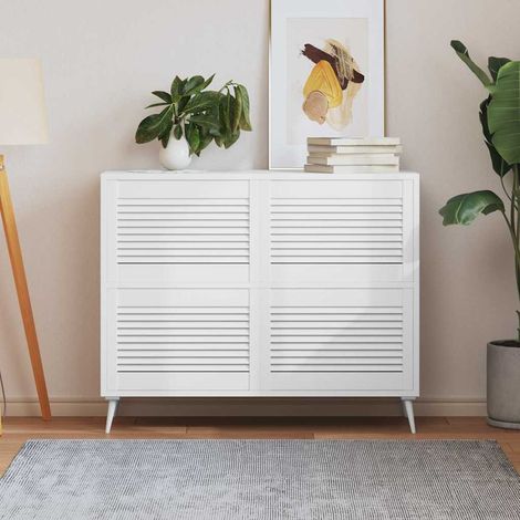 Portes d'armoire à persiennes 4pcs blanc 39,5x59,4cm pin massif (1/5)