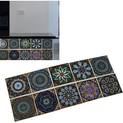 10 elegante und kreative 3D-Wandaufkleber mit Blumenmuster, 15 x 15 cm, wasser- und ölbeständig, für Treppen und Möbel. (1/5)