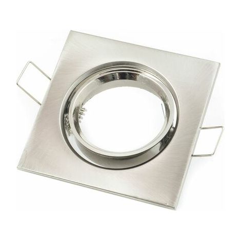 Supporto orientabile per faretti a led GU10 ad incasso quadro cromo per cartongesso cromato quadrato (1/4)