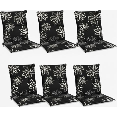 Flores Niedriglehner 6er 100x50 cm schwarz mit Blumen
