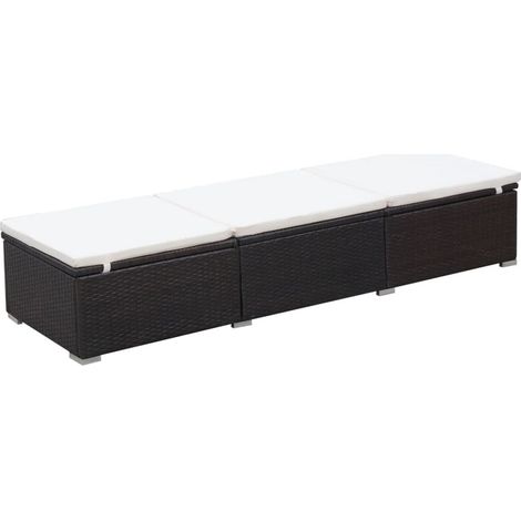 Chaise longue  Transat  Bain de soleil avec coussin Résine tressée Marron (1/5)