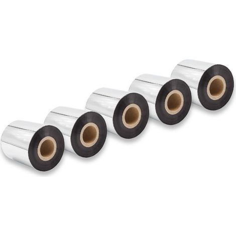 vhbw 5x Thermal Ribbon compatible with Zebra PAX-Serie, 105SL, 105SE, S400 Label Printer, 70 mm x 300 m, Wax-Plus, Black