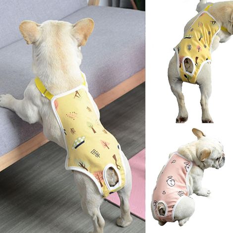 Hygienische Hundehose, verstellbare Menstruationshose, waschbare Hundewindel, physiologische Hose für Haustiere in der Wohnung – Größe L – Gelb