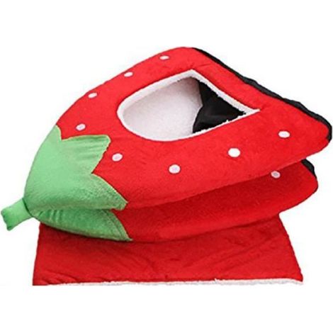 Lit pour animaux de compagnie - Forme de Fraise - Doux et confortable - Pliable - 48x48x48CM (1/4)