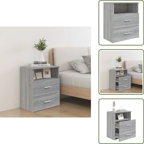 Table de chevet Sonoma gris 50x32x60 cm - Table De Chevet - Meuble De Chambre - Table D'appoint - Commode - Rangement