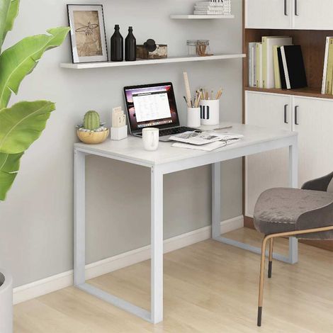 vidaXL Escritorio de ordenador madera de ingeniería blanco 110x60x73cm (1/5)