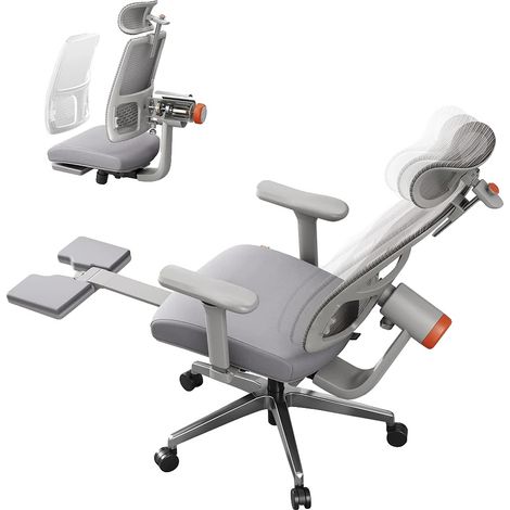 Sedia ergonomica, schienale autoregolante, supporto lombare adattivo, bianca (1/2)