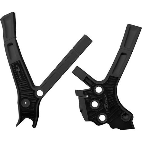 RACETECH (RTECH) 2025/12 PROTEZIONI TELAIO (SET) BI-MATERIAL SUPER GRIP YAMAHA YZ 125 / 250 '05-'24, FANTIC XE / XX 125 / 250 / 300 '21-'24 NERO