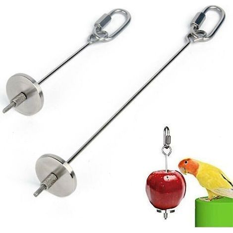 JOORRTPorte-nourriture pour oiseaux, mangeoire pour oiseaux, porte-bâtons de légumes pour perroquet en acier inoxydable, jouets de recherche de nourriture, brochettes de nourriture pour oiseaux (1/3)