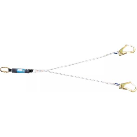 Cordino fune doppio di posizionamento 1.50 m con assorbitore di energia max 150kg TRACTEL Bianco 1.50 m