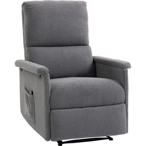 Verstellbarer Massagesessel mit Rückenlehne, breiter Sitzfläche und Fußstütze, grau, 69 x 84 x 99 cm