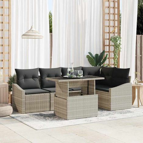 Set Divano da Giardino con cuscino 6 pcs Grigio chiaro vidaXL (1/5)