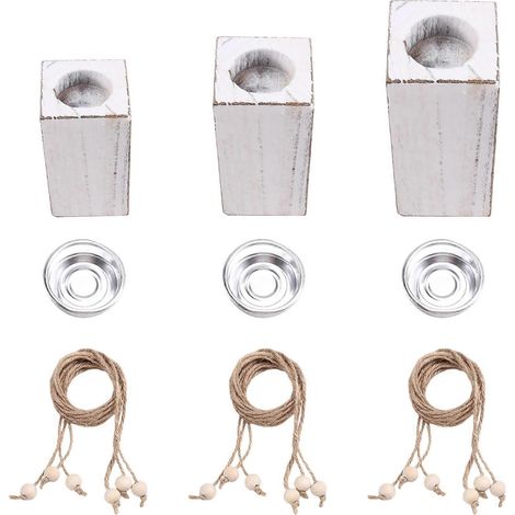 Bougies rustiques sans flamme, décoration rustique blanche de style ferme, bougeoir de ferme pour la Saint-Valentin, les fêtes et la décoration intérieure (1/5)
