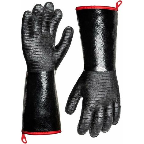 Extrem hitzebeständige Handschuhe, 932 °F, Grillhandschuhe, wasserdichte Langarmhandschuhe für Fritteuse, Kochen, Ofen, Smoker, feuerfest, ölbeständige Neoprenbeschichtung (35,6 cm)