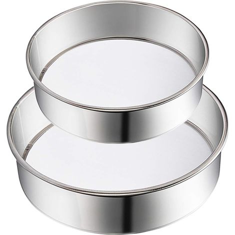 Set mit 2 Mehlsieben, feines Edelstahlsieb, rundes Sieb mit 60 Maschenweite zum Backen von Kuchen und Brot (6 und 8 Zoll)