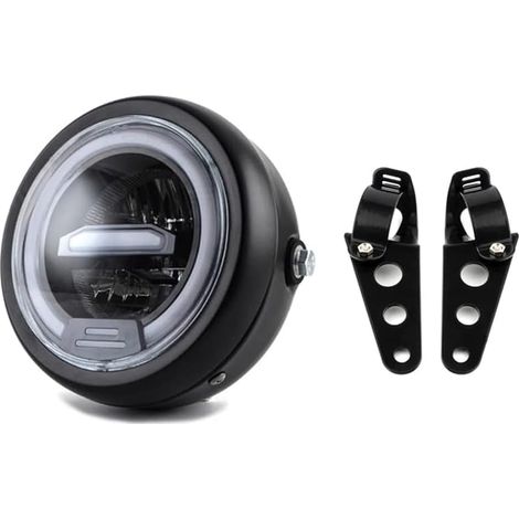 6,5 pouces rond phare LED de moto avec l'assemblage des supports, lumière jaune