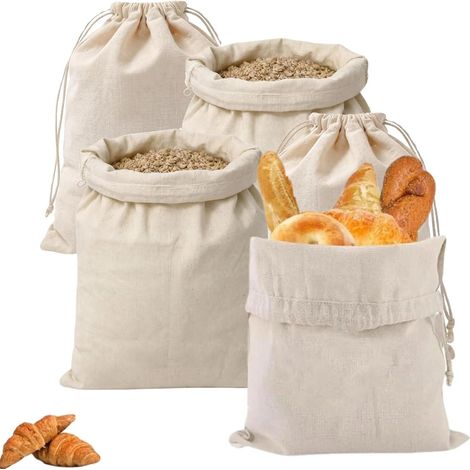 Lot de 15 Sacs Pain Lin, 30x40cm, Vrac, Conservation, Ecologique, Naturel, Baguette, Cordelet (1/5)