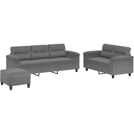 Maison Exclusive - Set Divani 3 pz con Cuscini Grigio Scuro in Tessuto Microfibra