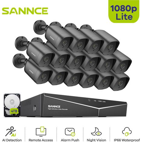 SANNCE Kit de Cámara de Vigilancia 1080P Cámara Visión Nocturna Remota Monitor Sistema de Cámara de Seguridad 4TB (1/5)