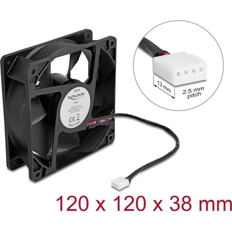 Delock Ventilador axial de 12 V de corriente continua, 120 x 120 x 38 mm negro