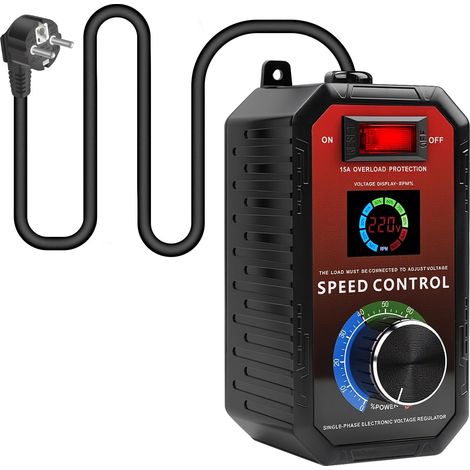 Variateur de Vitesse pour Moteur 220V AC Régulateur de Tension Meuleuse d'angle Souffleur Perceuse électrique regulateur tension 220V Commutateur de vitesse écran LCD Prise européenne 15A (1/5)