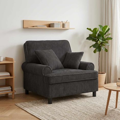 vidaXL Fauteuil XL avec coussins Gris foncé Tissu à 1,5 lignes (1/5)