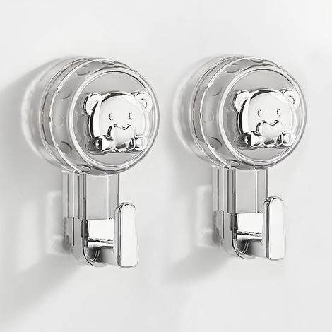 Crochet Ventouse Salle De Bain (Silver+Clear, 11.26.24.3cm10) Porte Accroche Serviette Ventouse Sans Percage, Crochet Mural Sxtra Forte Suction Hooks pour Douche Cuisine Torchon Toilette (1/5)