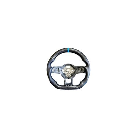 Volant Carbone VW Golf 7 7.5 GTI/R/GTD - Fibre de Carbon + Cuir - Surpiqures Blanche (1/5)
