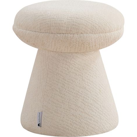 Pouf in tessuto ciniglia beige - ADEYOMA
