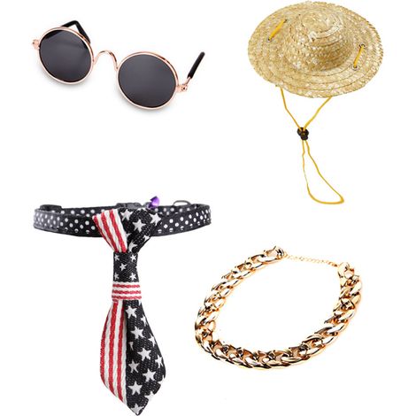 Lunettes de soleil rondes rétro classiques amusantes pour animaux de compagnie et collier à chaîne dorée pour chats et petits chiens (1/5)