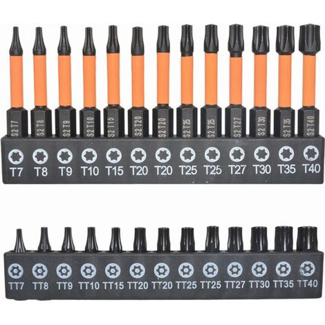 Lot de 26 Embouts de Sécurité Torx Noirs BST-129 pour Visseuse à Choc Acier Allié Magnétiques et Antirouille (1/5)